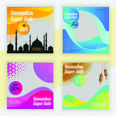 Ramadan Modern promotion square web banner for social media mobile apps