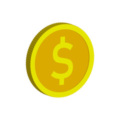 Dollar money icon. Golden coin. Vector illustration.