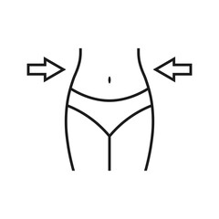 Women waist icon. Waistline. Weight loss. Line style. Vector.