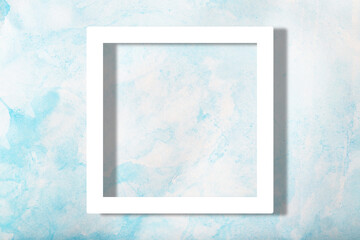 Frame on blue light background, mockup 