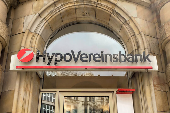 Hypovereinsbank sign in Augsburg town center