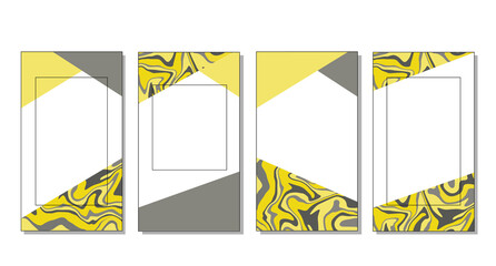 Abstract templates for social media stories. Vector vertical backgrounds in trendy yellow and gray colors of the year