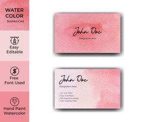 Elegant red watercolor business card template
