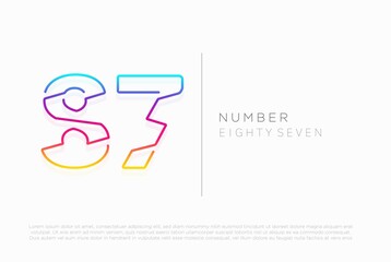 Number 87 eighty seven logo icon design, vector template