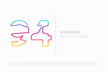 Number 94 ninety four logo icon design, vector template