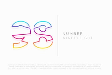 Number 98 ninety eight logo icon design, vector template