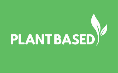 Plant based emblem design. Vegan, veggie, vegetarian food representation.