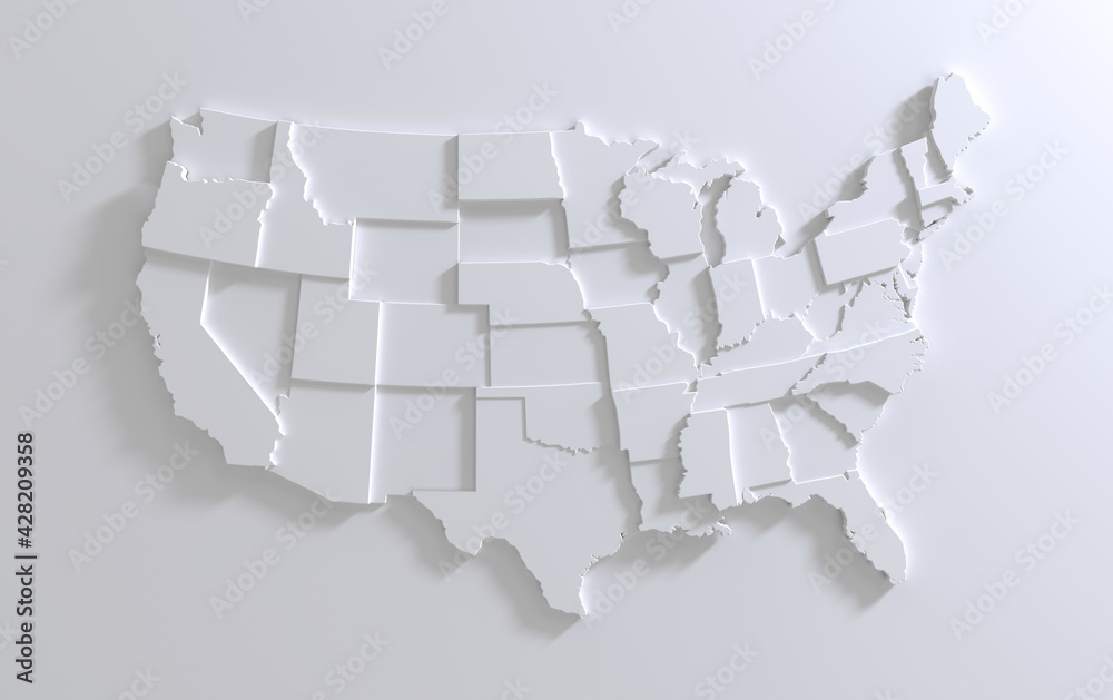 Wall mural usa empty 3d geographic map abstract levels render