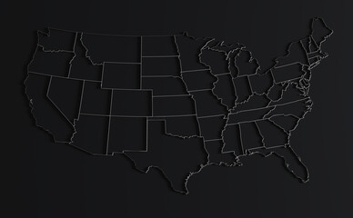 USA 3d Geographic Map Abstract Border Metal Render