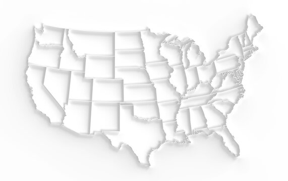 USA 3d Geography Map Abstract White Borders Render