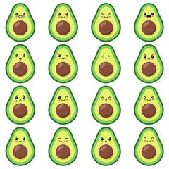cute avocado set with different emotions