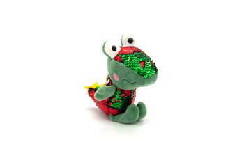 Fototapeta na wymiar Plush toy green crocodile isolated on white background