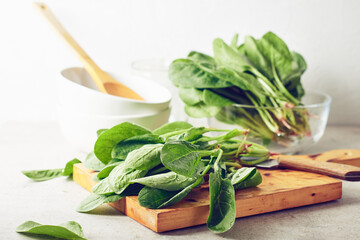 Fresh spinach leaves.