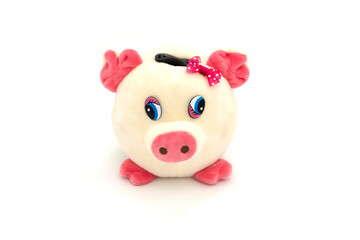 Pink piggy bank isolated on a white background.