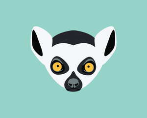 Lemur head. Wild animal muzzle. Vector flat symbol 