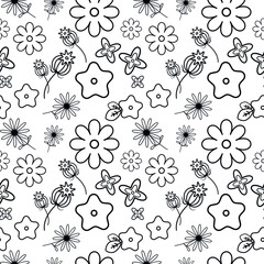 Beautiful invitation for fabric design. Seamless vector texture. White background. Spring symbol. Decorative print. Creative concept. Graphic abstract background.