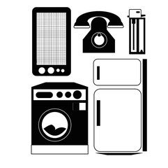 Silhouette vector illustration with objects around us on white background, can be used for icons