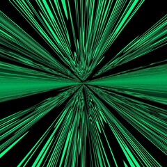 Obraz premium patterns and 3D designs based on a single low order mobius ring in shades of emerald green on a black background to vanishing point