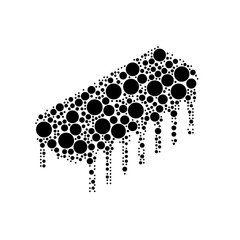 A large integrated circuit symbol in the center made in pointillism style. The center symbol is filled with black circles of various sizes. Vector illustration on white background