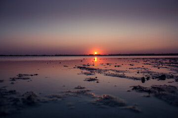 Sunset, sunrise on the calm sea