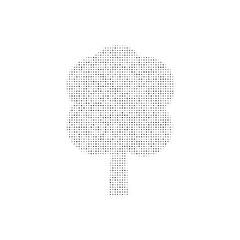 The tree symbol filled with black dots. Pointillism style. Vector illustration on white background