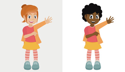 Little girl Dressing Up Himself., vector eps10