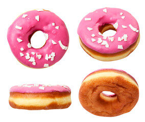 Set of donuts in glaze on a white background. Isolated