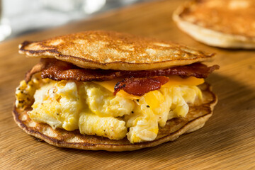 Homemade Pancake Breakfast Egg Sandwich