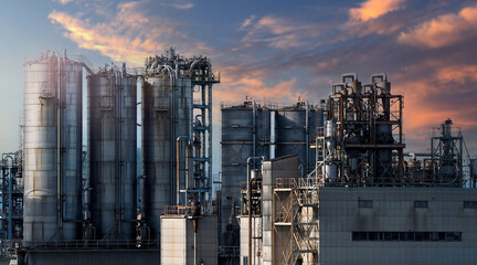 Oil and gas petrochemical industrial. Oil refinery petrochemical plant factory from Osaka chemical...