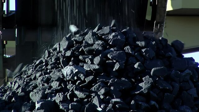 Iron Ore Falling From Stacker Boom Onto Stockpile, Sierra Grande, Patagonia, Argentina