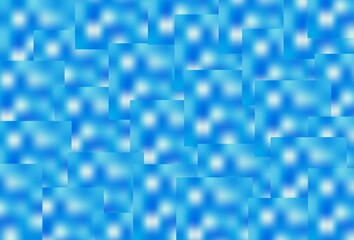 Seamless blue, white bokeh square block segments with blue background. 3d render Geometric Square Seamless fluorescent background. Glowing electric blue lights surface pattern optical illusion.