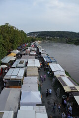 laurenzi market at the riverside of main river in marktheidenfeld bavaria