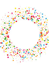 Yellow Circle Fall Texture. Dot Border Background. Orange Carnaval Round. Blue Sale Confetti Illustration.