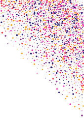 Purple Festive Circle Texture. Round Flying Illustration. Pink Dot Fiesta. Confetti Multicolor Celebrate Wallpaper. Burst Frame.