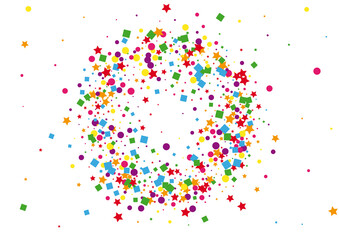 Orange Cartoon Square Background. Explosion Circle Illustration. Purple Star Decoration. Happy Dot Background. Green Fiesta Confetti.