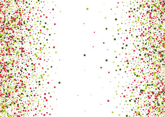 Geometric Green Technology Background. Sparkle Confetti Texture. Red Science Dot Illustration. Square Light Frame.