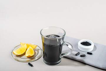Detox drink with activated charcoal.