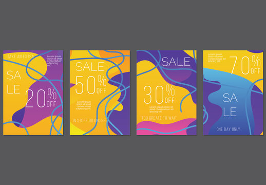 Flyer Layout with Bright Gradient Spots and Stripes