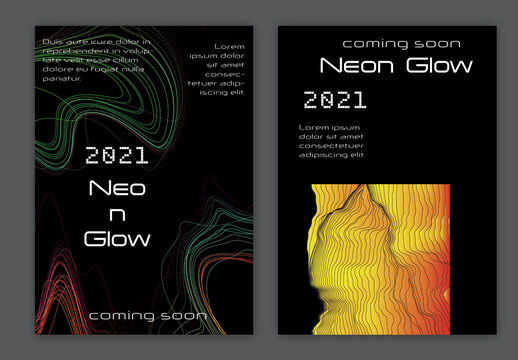 Flyer Layout with Bright Gradient Terranion Shape and Glow Net