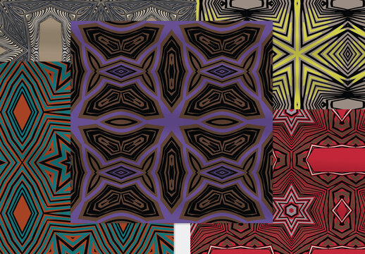 Seamless Pattern Collection with Ethic Mandala Motif