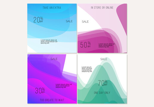 Social Media Post Layout with Transparent Overlapping  Gradient Waves