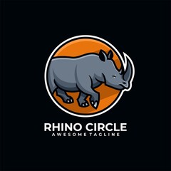 Rhino circle logo design vector