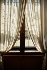 Vintage window with curtains