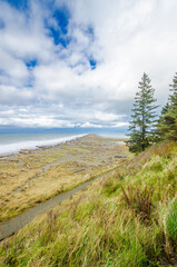 Fragment of ocean view from Port Angeles Waterfront Trail in Olympics park, Washington, USA