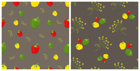 Set of patterns pepper and dill