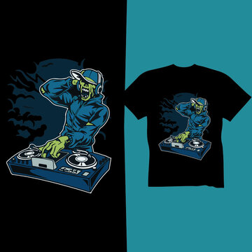 Zombie Dj T Shirt Design