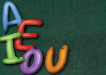 vowels a e i o u colors, draw vowels school 