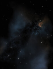 Star field in galaxy space with colorful nebula. Sci fi background of deep space. Ethereal wallpaper.