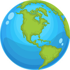 Earth Globe Hand Drawn Cartoon. Vector Flat Design Illustration Isolated On White Background