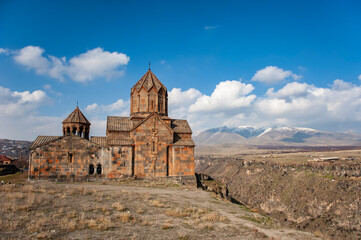 A scenic view of the 13th century Hovhannavank monastery in the village of Ohanavan in Armenia - 428238508